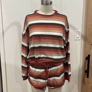 Z Supply Lounge Wear Set - retro stripe - top size XS & shorts size S